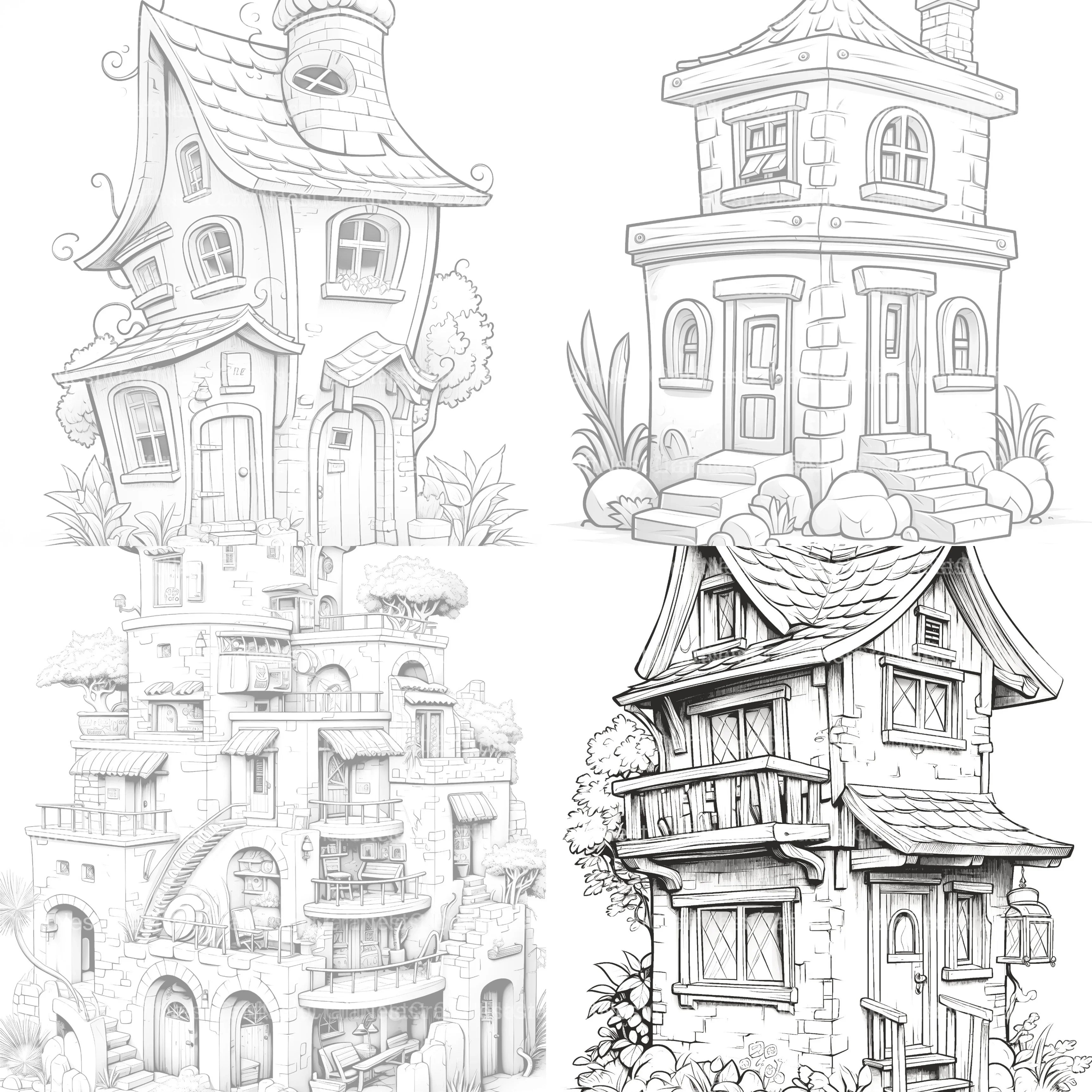 Mixed Tiny House Coloring Book - CraftNest - Digital Crafting and Art