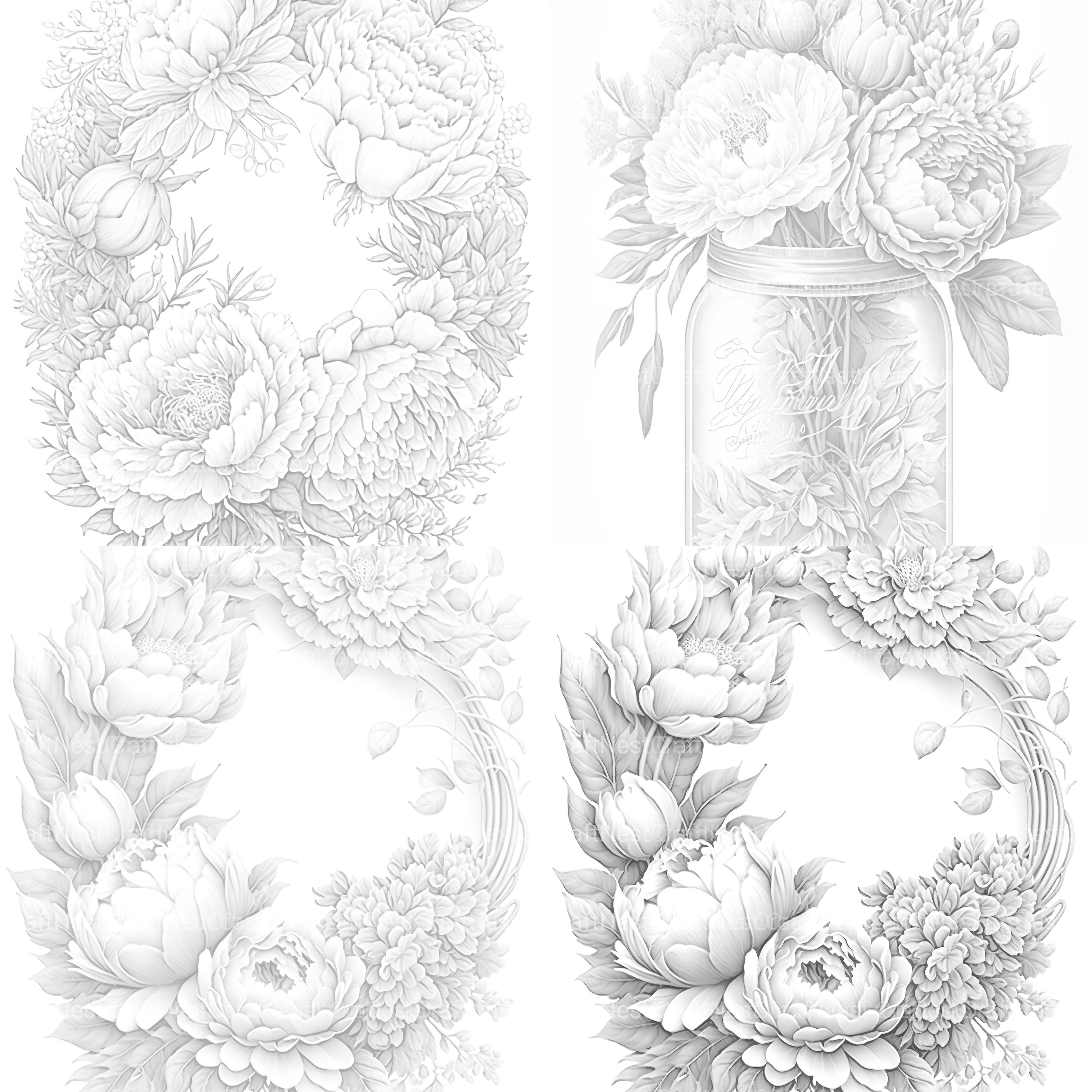 Peony Flower Coloring Book - CraftNest - Digital Crafting and Art