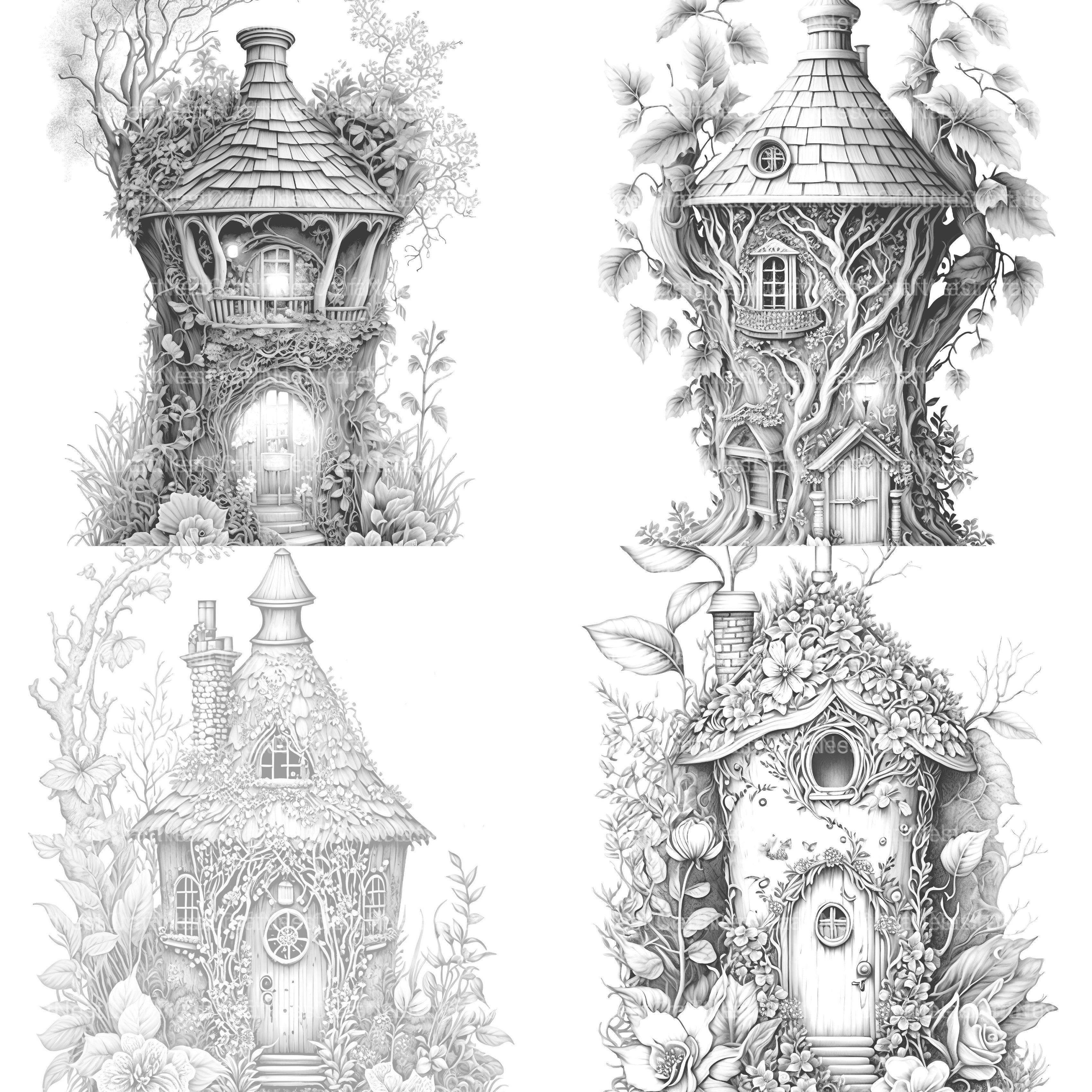 Secret Garden Fairy House Coloring Book - CraftNest - Digital Crafting and Art