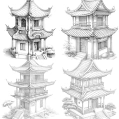 Chinese Tiny House Coloring Book - CraftNest - Digital Crafting and Art