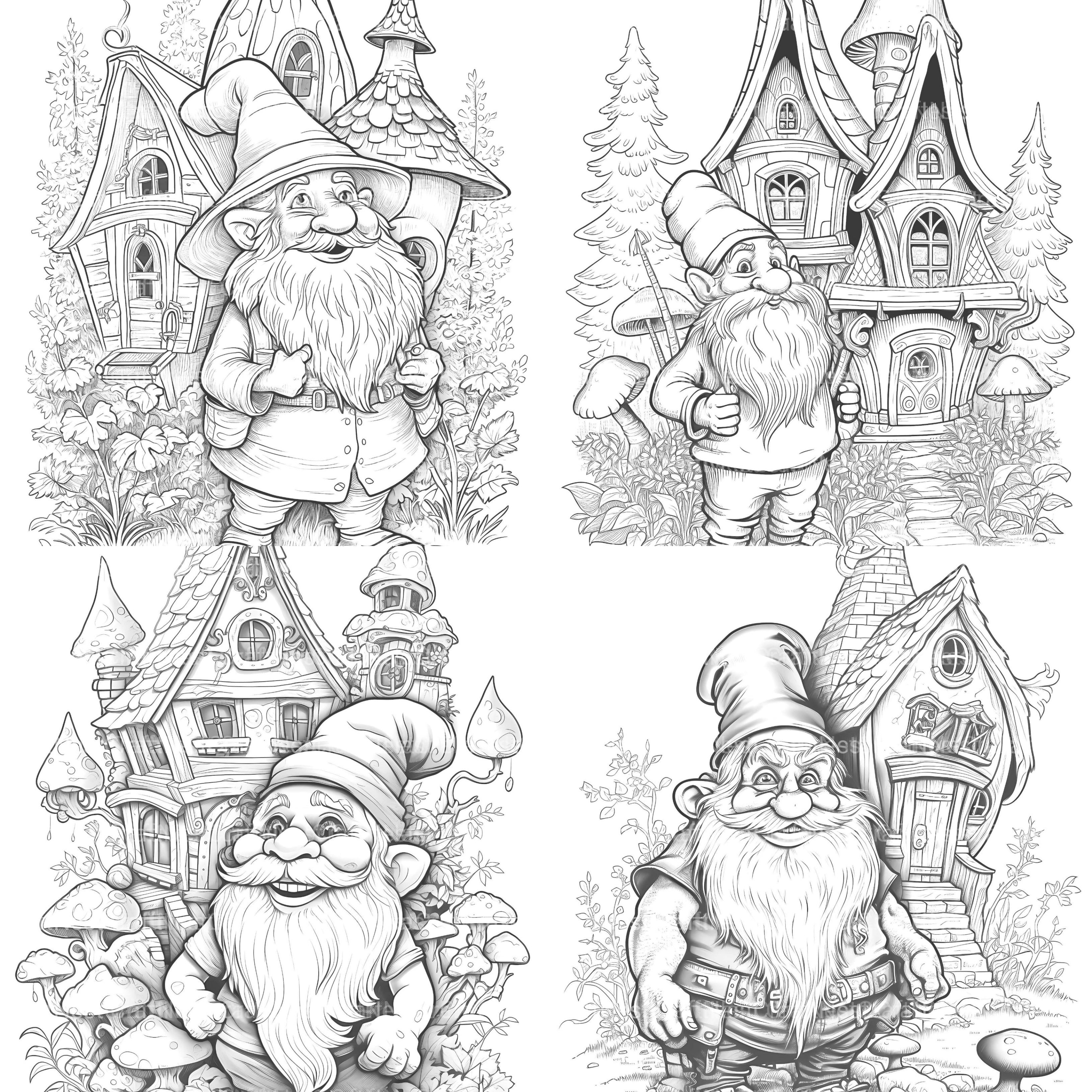 Gnome Coloring Book 2 - CraftNest - Digital Crafting and Art