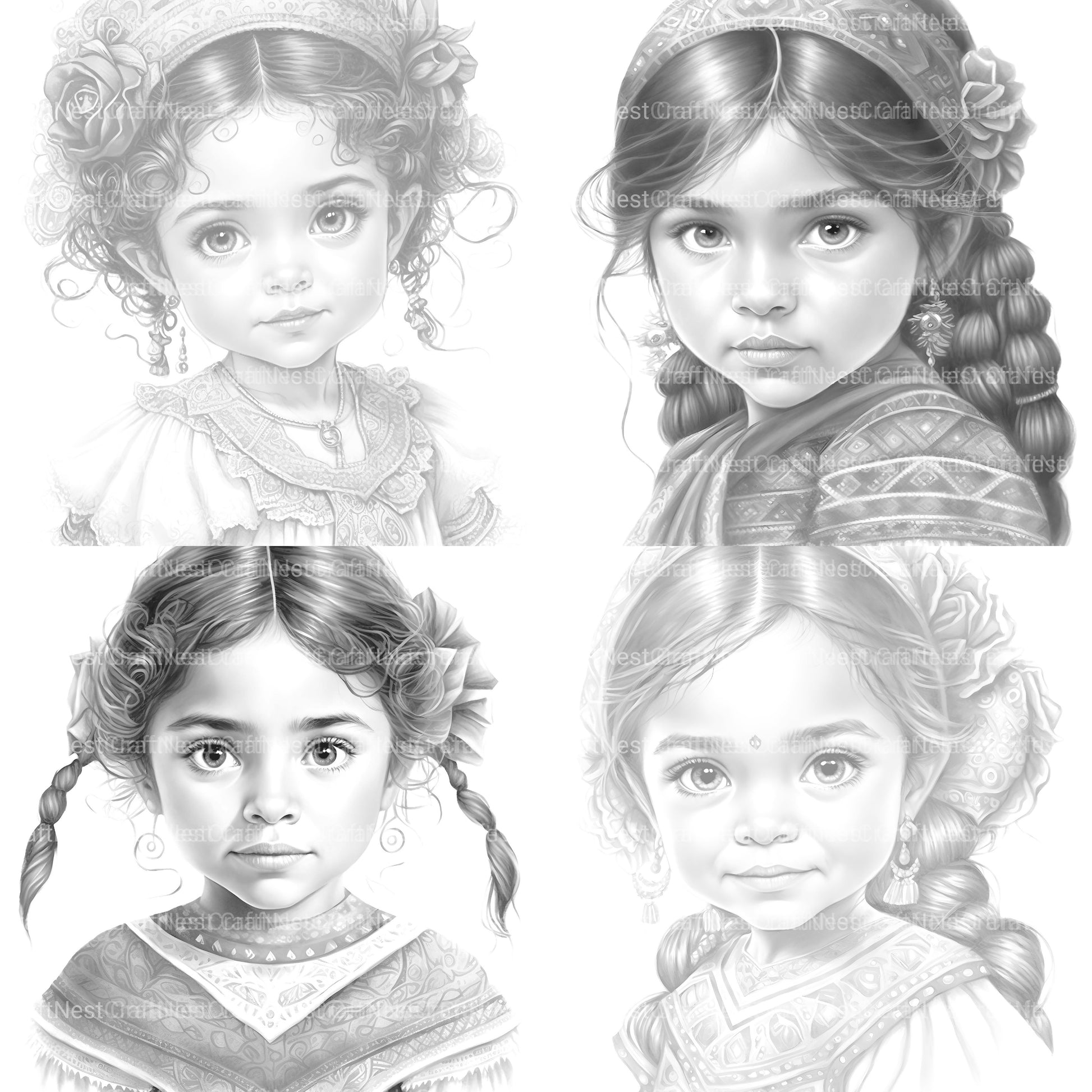 Cute Mexican Girl Coloring Book - CraftNest - Digital Crafting and Art