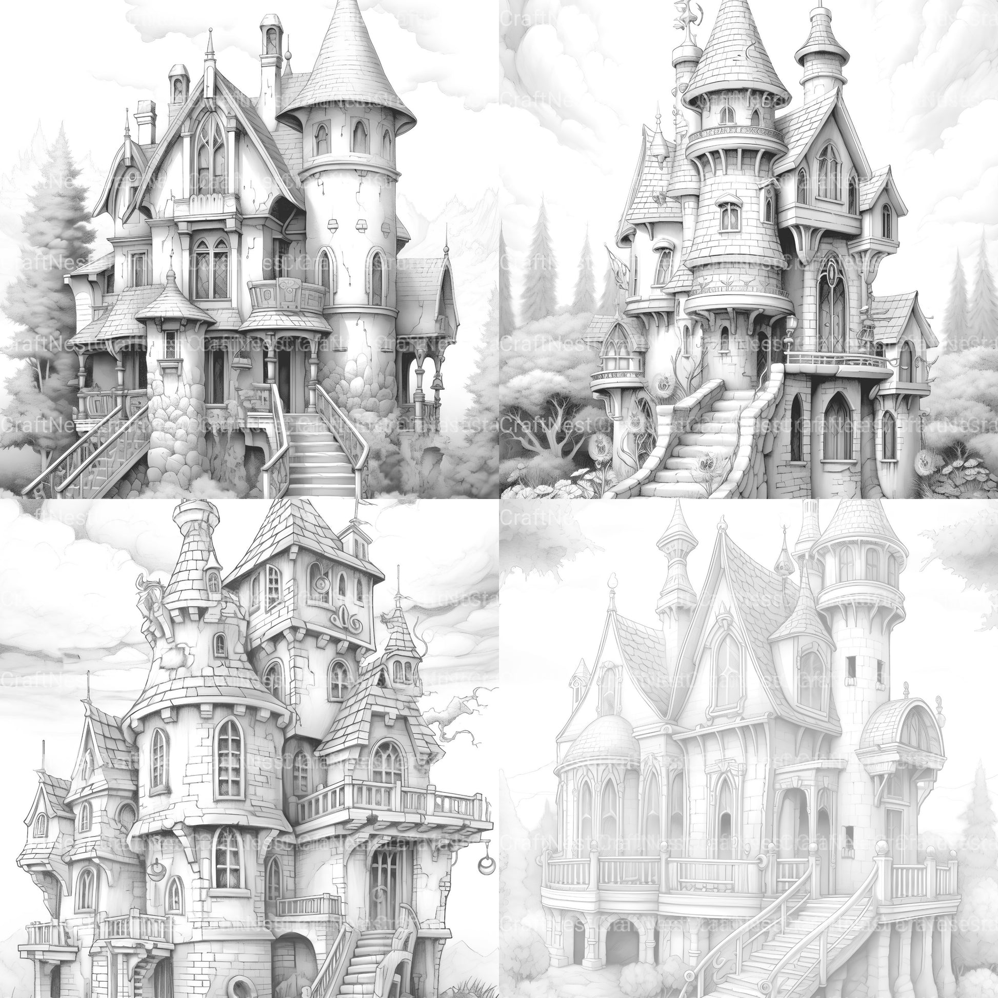 Gothic Houses Coloring Book - CraftNest - Digital Crafting and Art