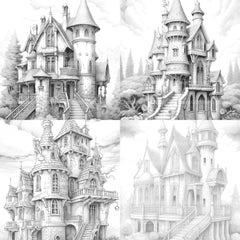 Gothic Houses Coloring Book - CraftNest - Digital Crafting and Art