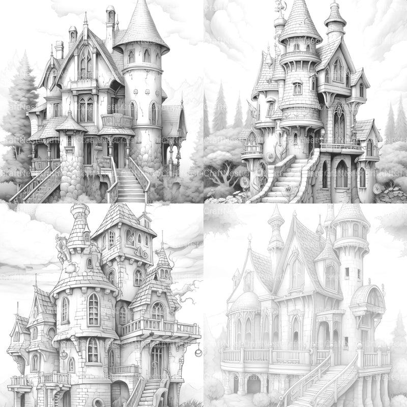 Gothic Houses Coloring Book - CraftNest - Digital Crafting and Art