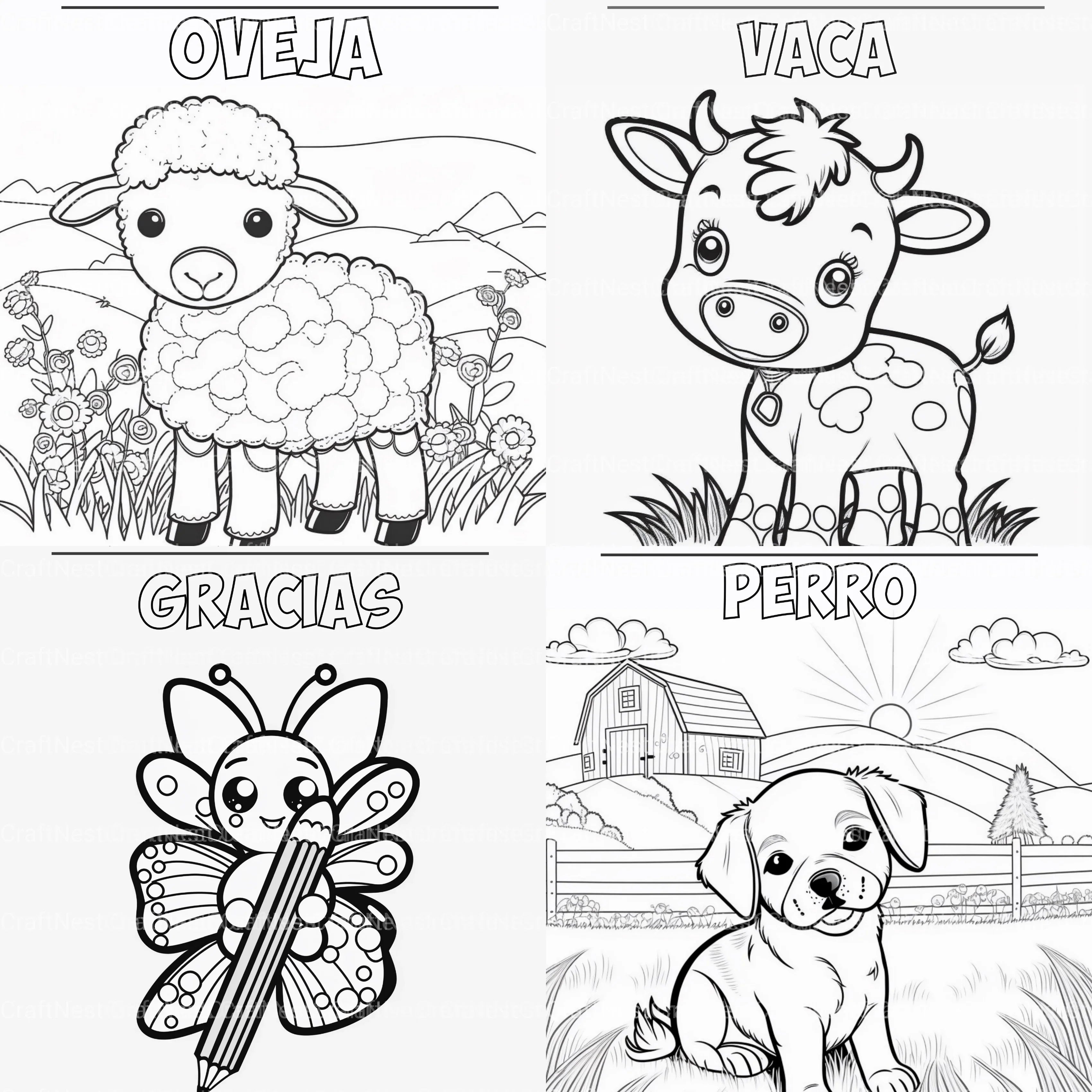 Barnyard Animals Learning Coloring Book - CraftNest - Digital Crafting and Art