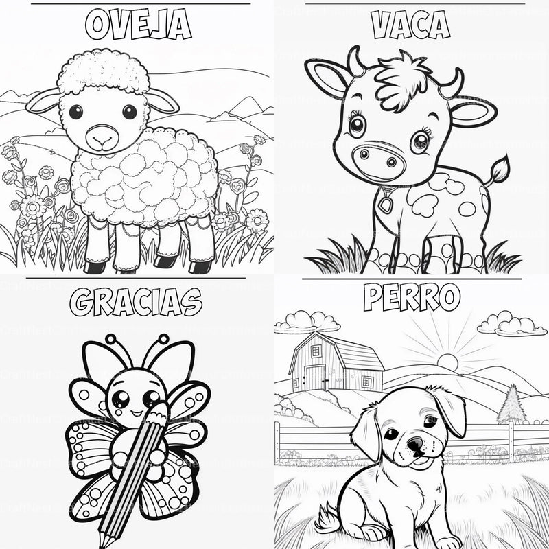 Barnyard Animals Learning Coloring Book - CraftNest - Digital Crafting and Art