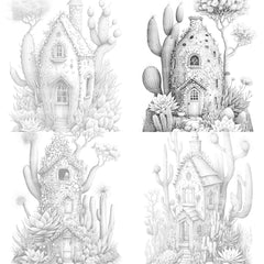 Cactus Fairy Houses Coloring Book - CraftNest - Digital Crafting and Art