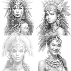 Aztec Women Coloring Book - CraftNest - Digital Crafting and Art