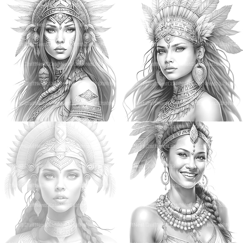 Aztec Women Coloring Book - CraftNest - Digital Crafting and Art