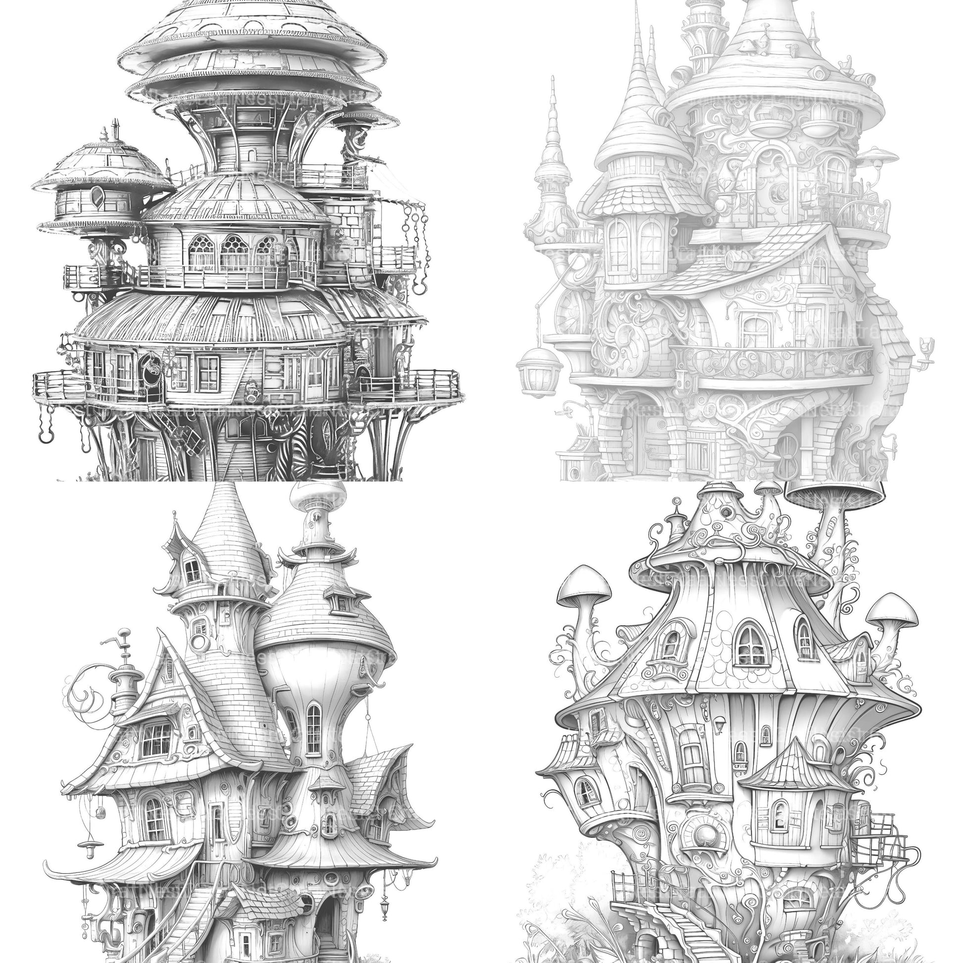Futuristic Fairy House Coloring Book - CraftNest - Digital Crafting and Art