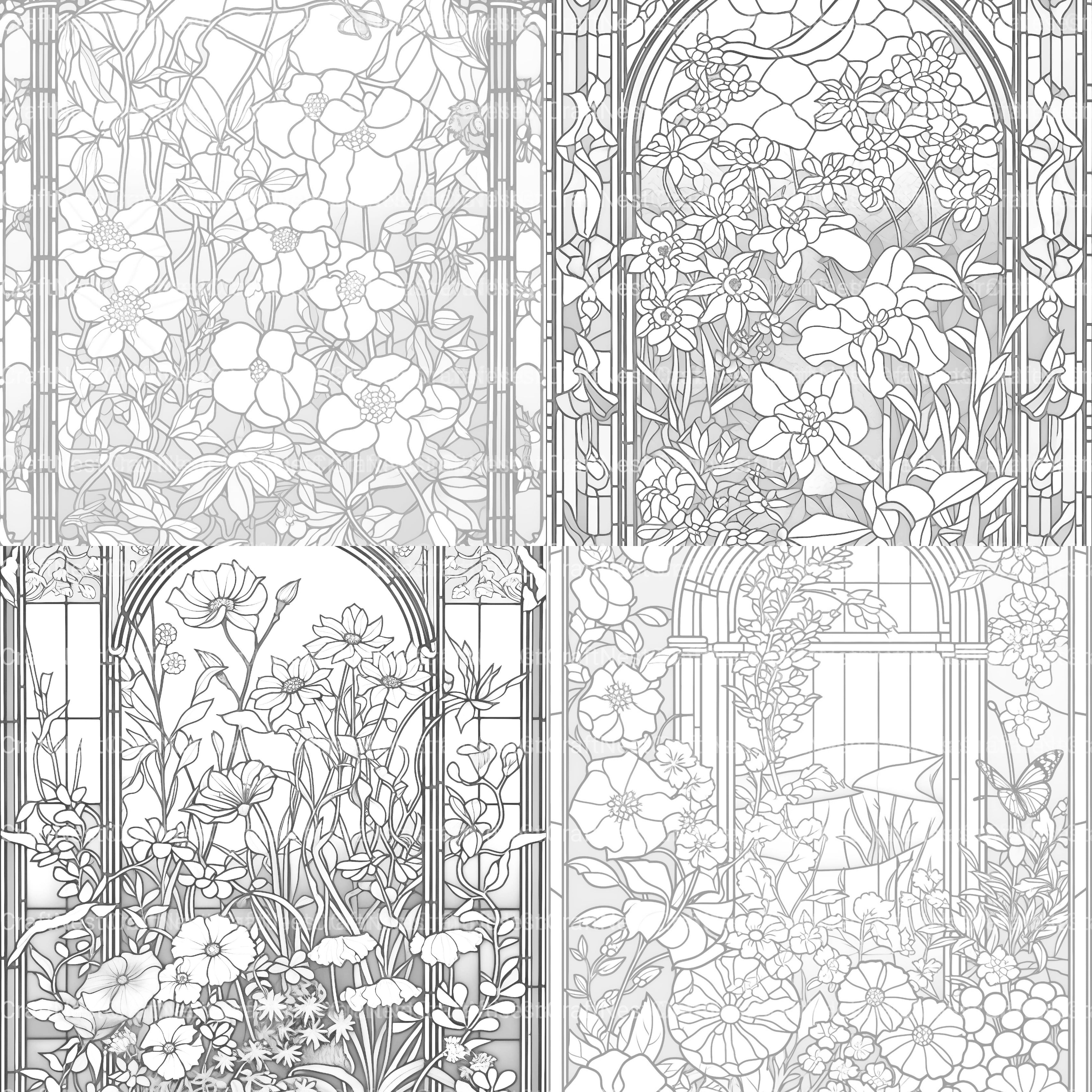 Stained Glass Garden Coloring Book - CraftNest - Digital Crafting and Art