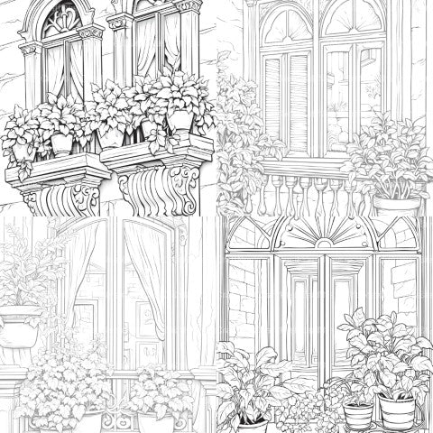 Mediterranean Windows Coloring Book - CraftNest - Digital Crafting and Art