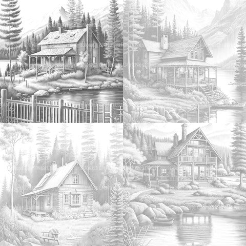 Cabins Coloring Book - CraftNest - Digital Crafting and Art