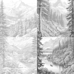 Mountain Landscapes Coloring Book - CraftNest - Digital Crafting and Art