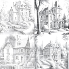 Old French Houses Coloring Book - CraftNest - Digital Crafting and Art