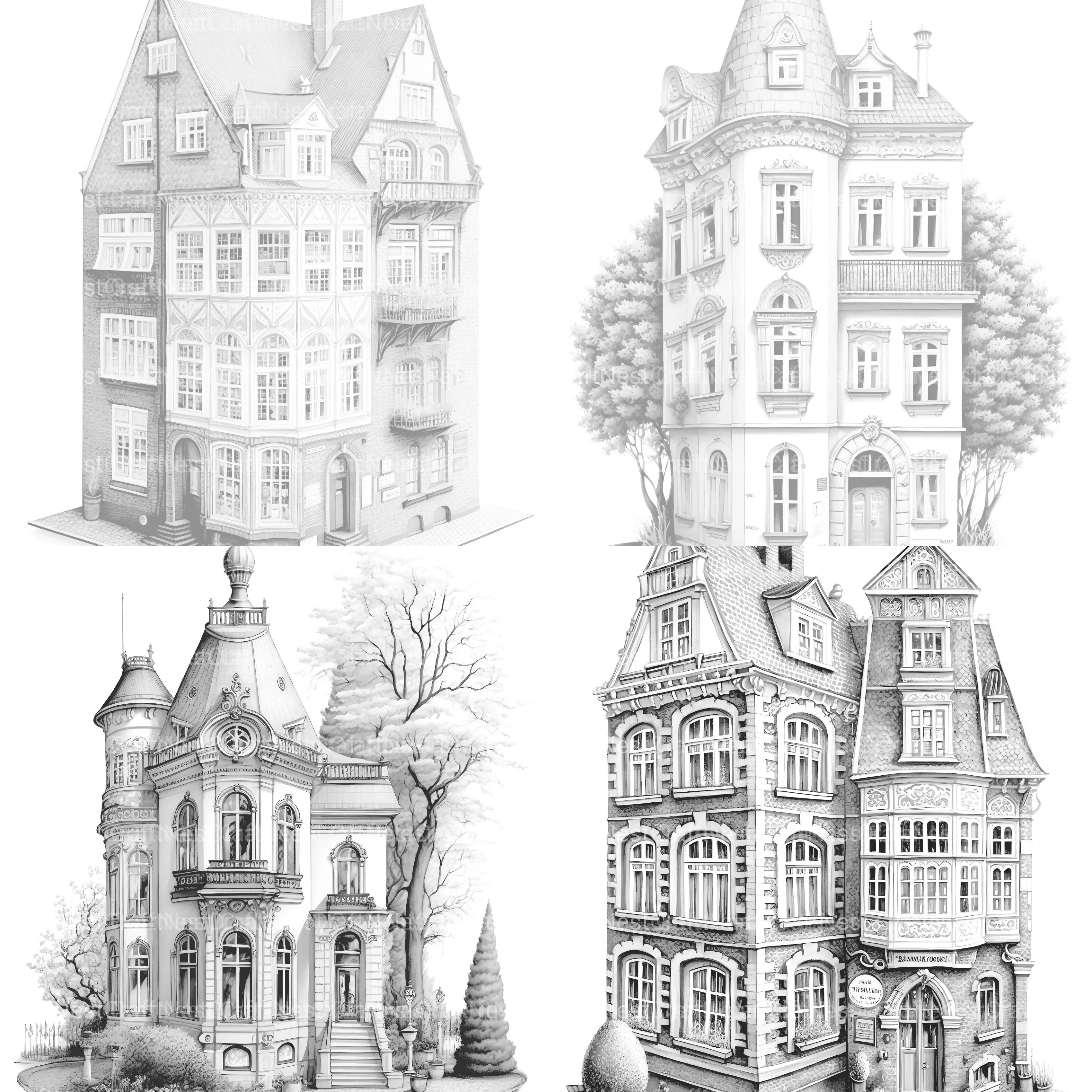 German Tiny House Coloring Book - CraftNest - Digital Crafting and Art