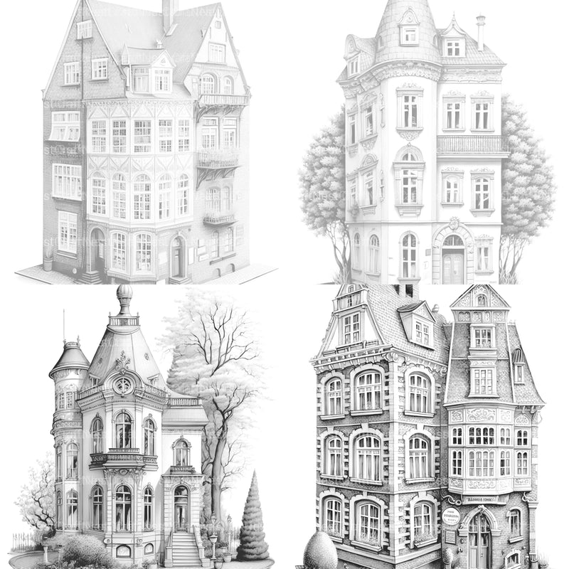 German Tiny House Coloring Book - CraftNest - Digital Crafting and Art