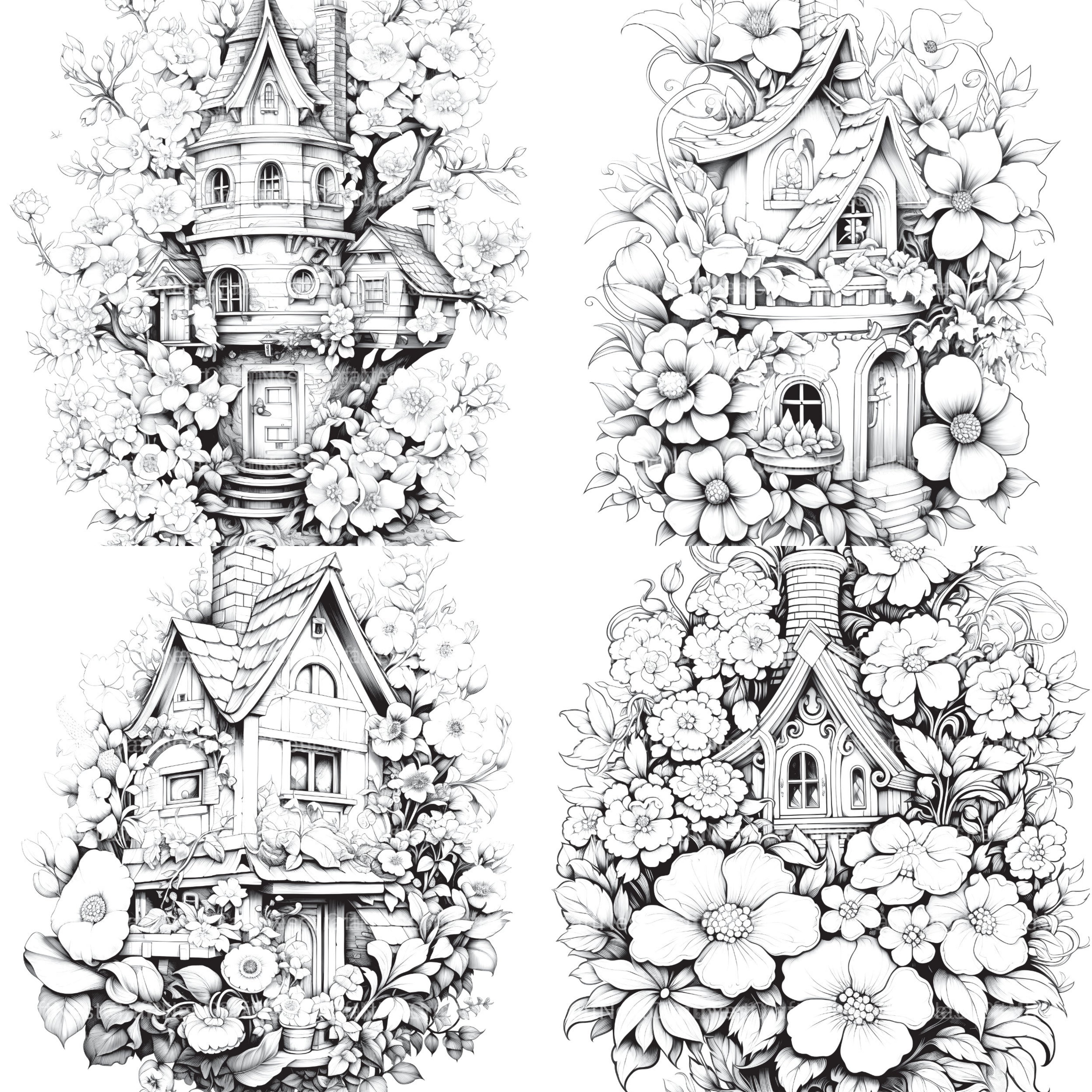Blooming House Coloring Book - CraftNest - Digital Crafting and Art