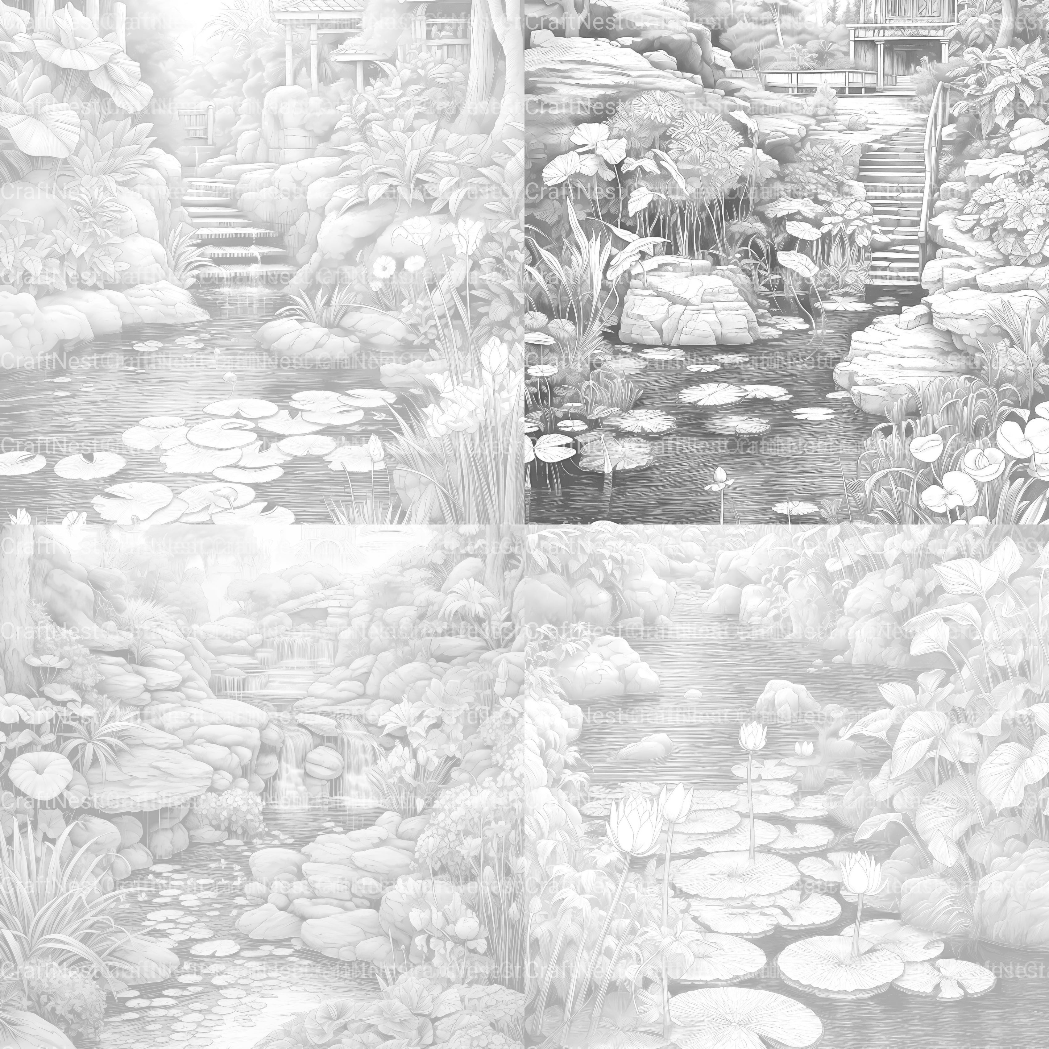 Water Garden Coloring Book - CraftNest - Digital Crafting and Art