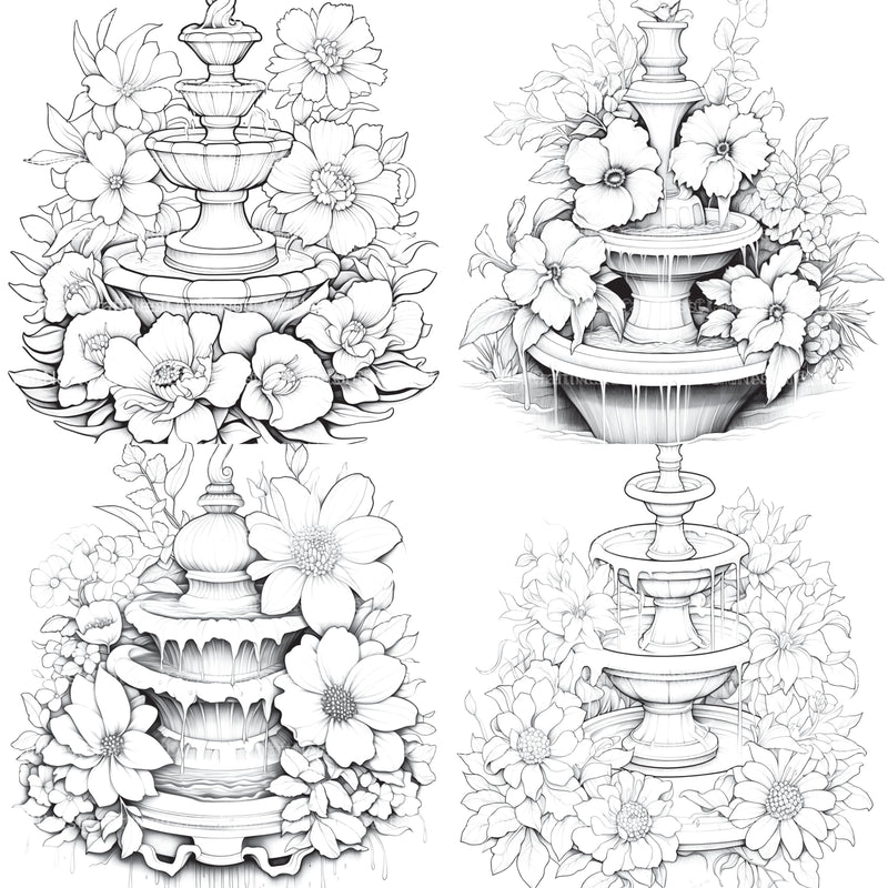 Blooming Fountain Coloring Book - CraftNest - Digital Crafting and Art