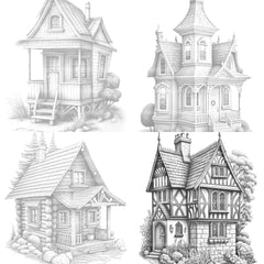 Mixed Style Tiny House Coloring Book - CraftNest - Digital Crafting and Art