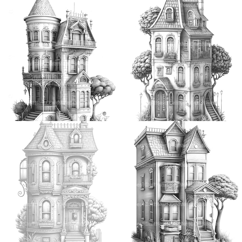 Townhouse Tiny House Coloring Book - CraftNest - Digital Crafting and Art