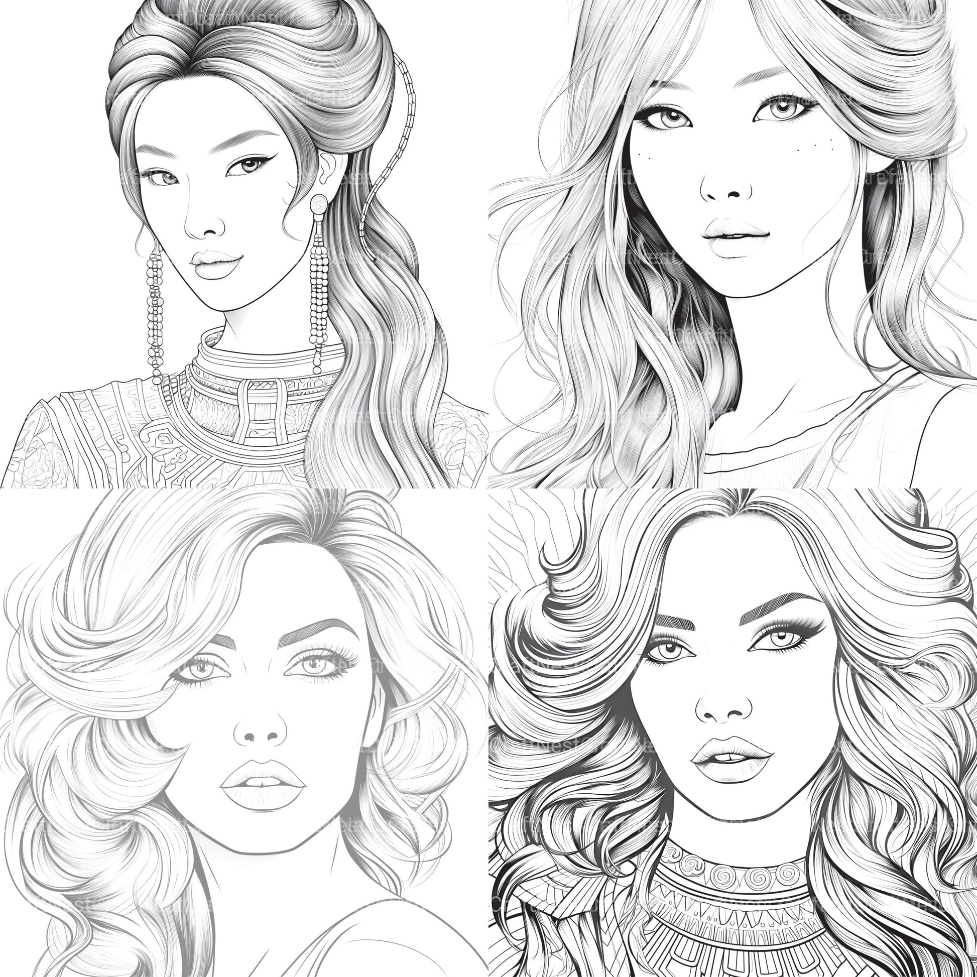 Beautiful Women Coloring Book - CraftNest - Digital Crafting and Art