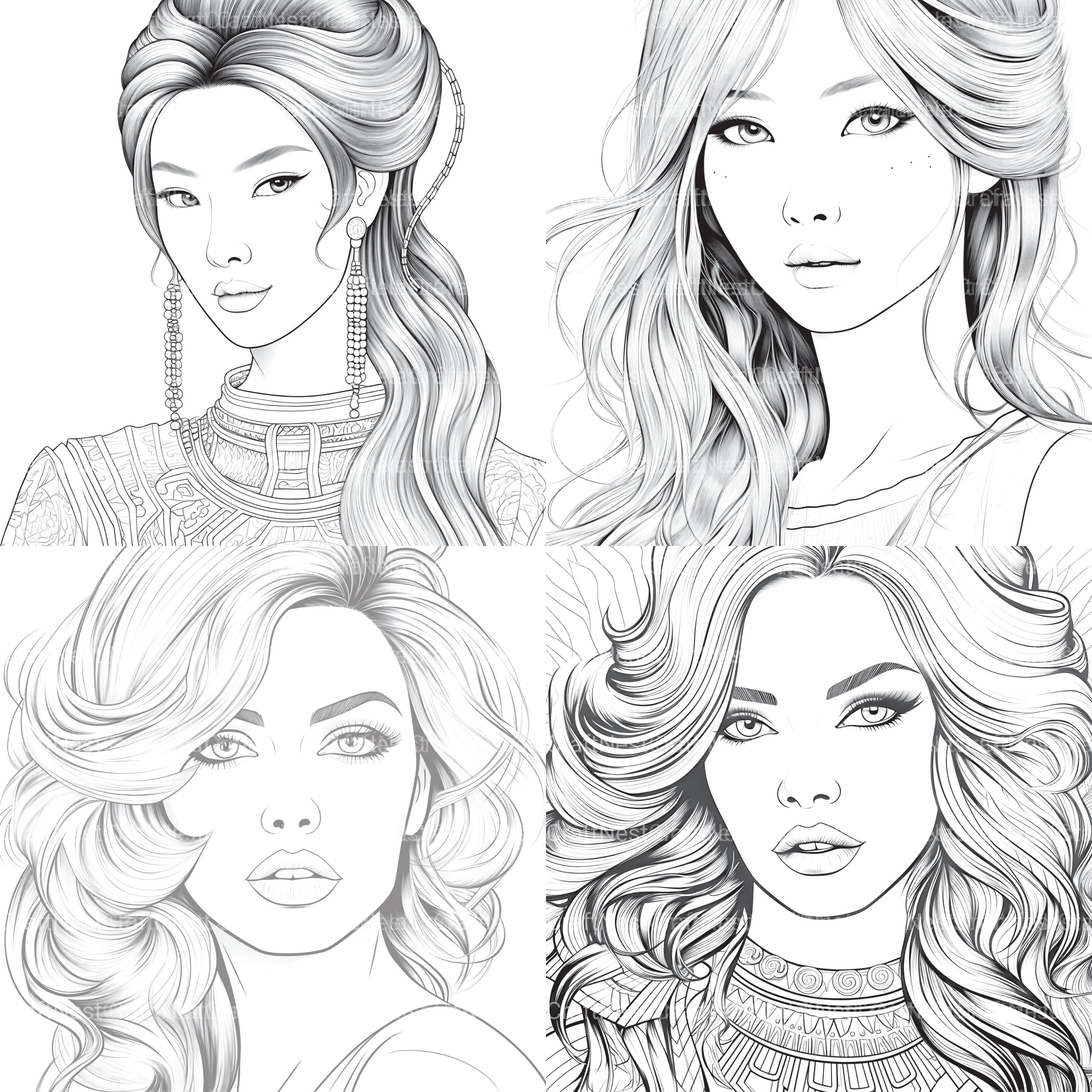 Beautiful Women Coloring Book - CraftNest - Digital Crafting and Art