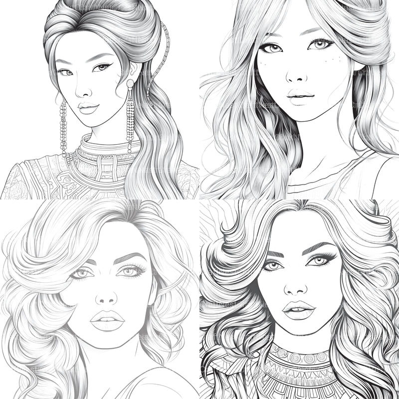 Beautiful Women Coloring Book - CraftNest - Digital Crafting and Art