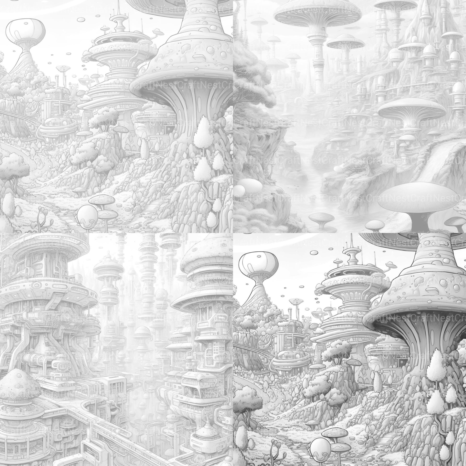 Sci-Fi Landscape Coloring Book - CraftNest - Digital Crafting and Art