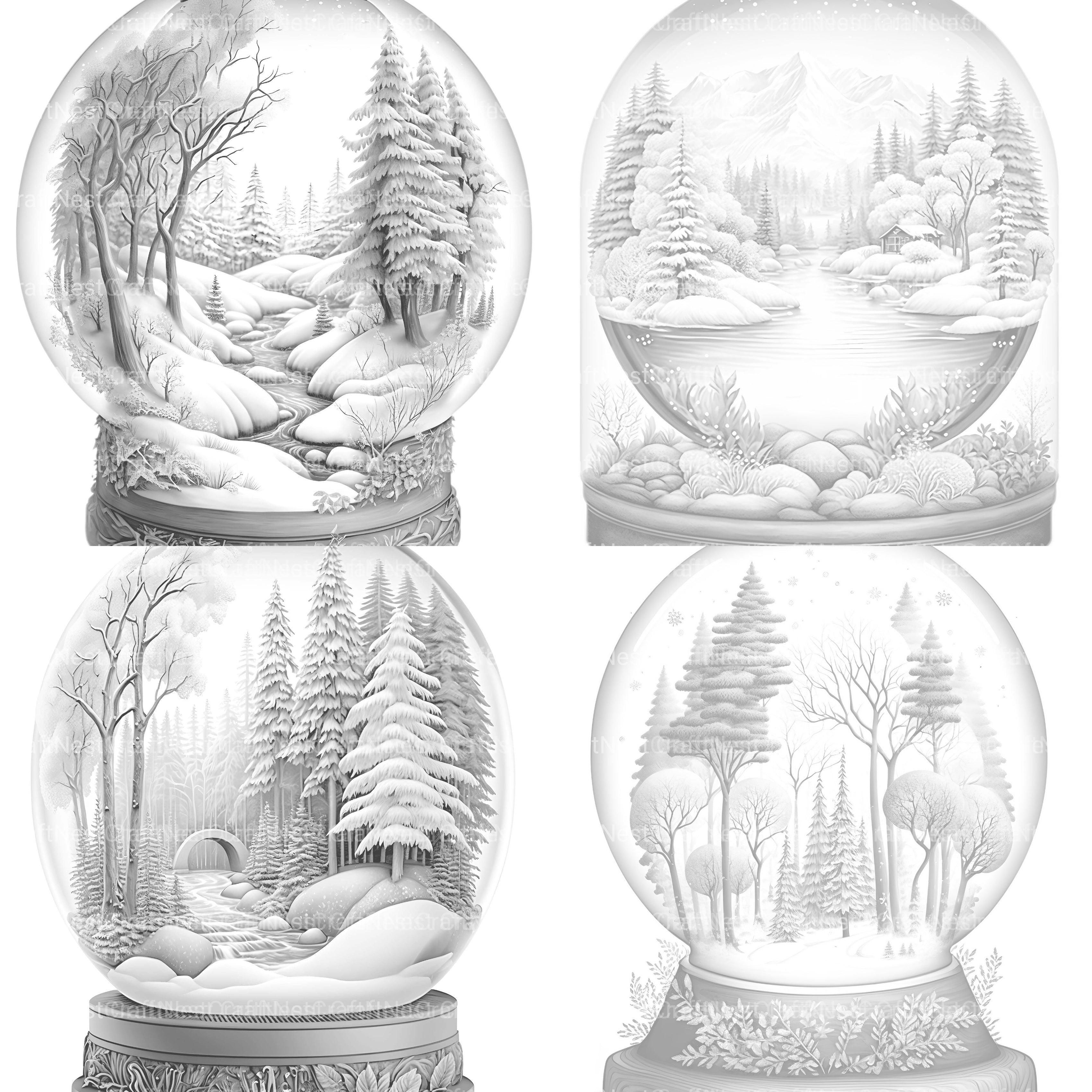 Snow Globe Nature Scene Coloring Book - CraftNest - Digital Crafting and Art