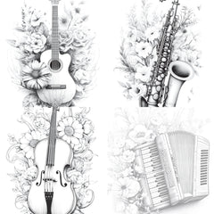 Flower Instrument Coloring Book - CraftNest - Digital Crafting and Art