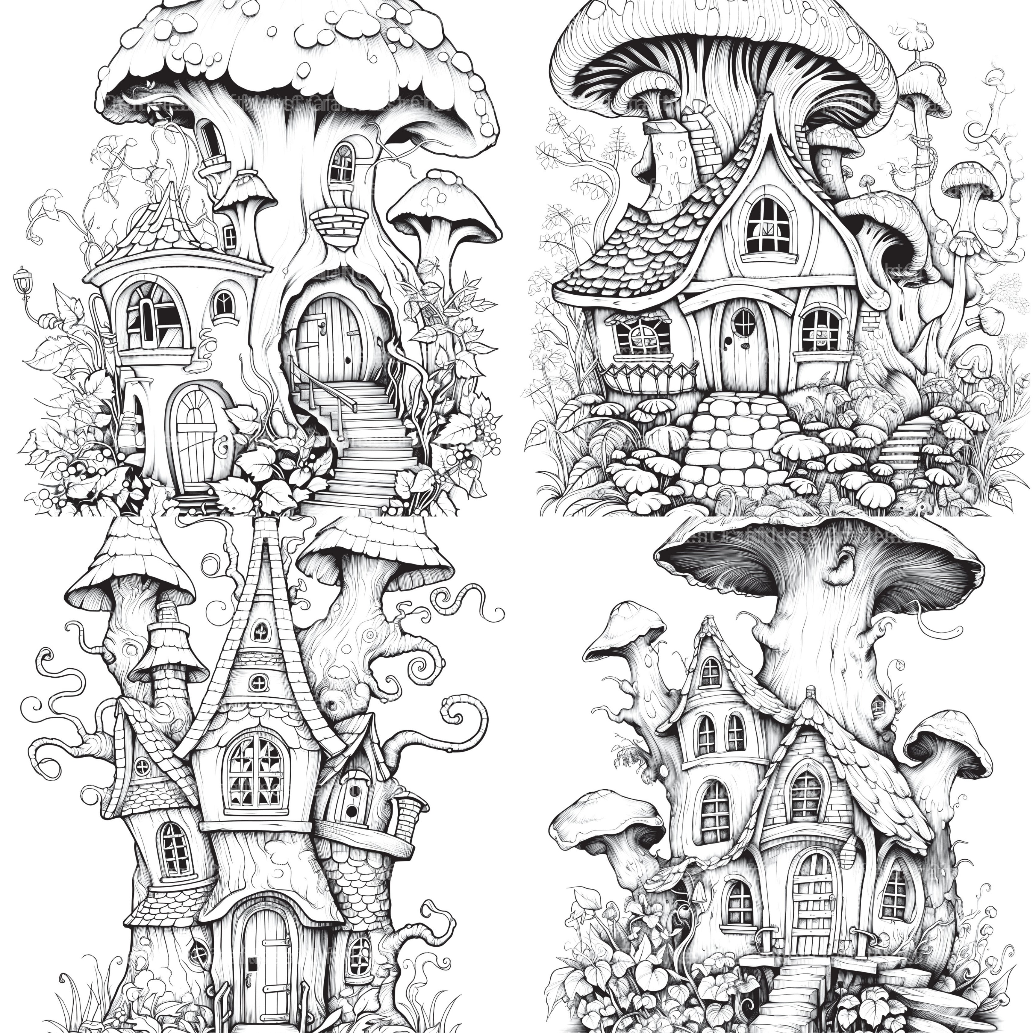 Fairy Houses Coloring Book - CraftNest - Digital Crafting and Art