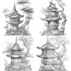 Japanese Fairy House Coloring Book - CraftNest - Digital Crafting and Art