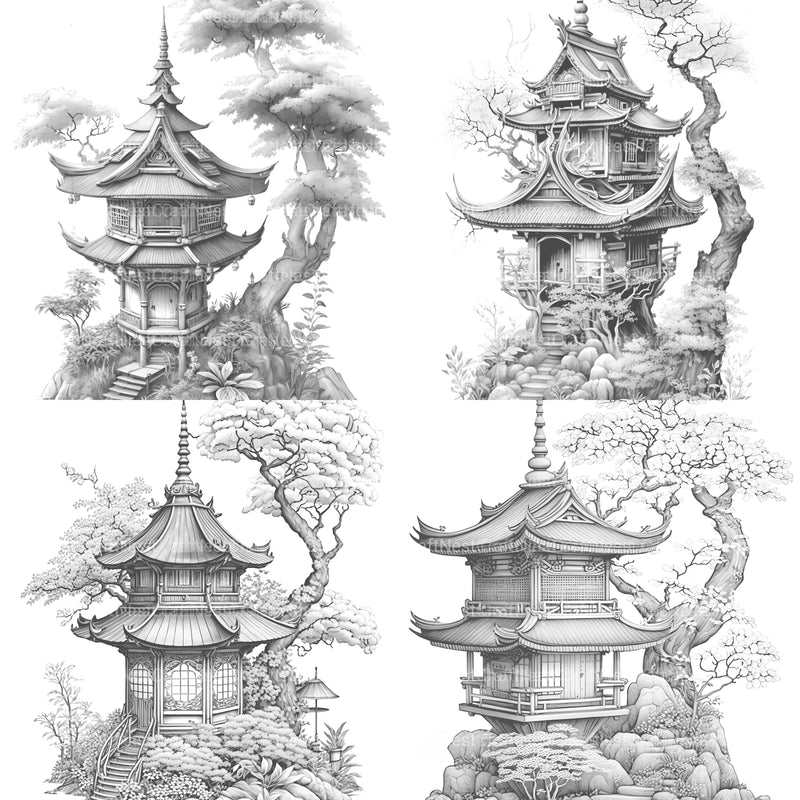 Japanese Fairy House Coloring Book - CraftNest - Digital Crafting and Art