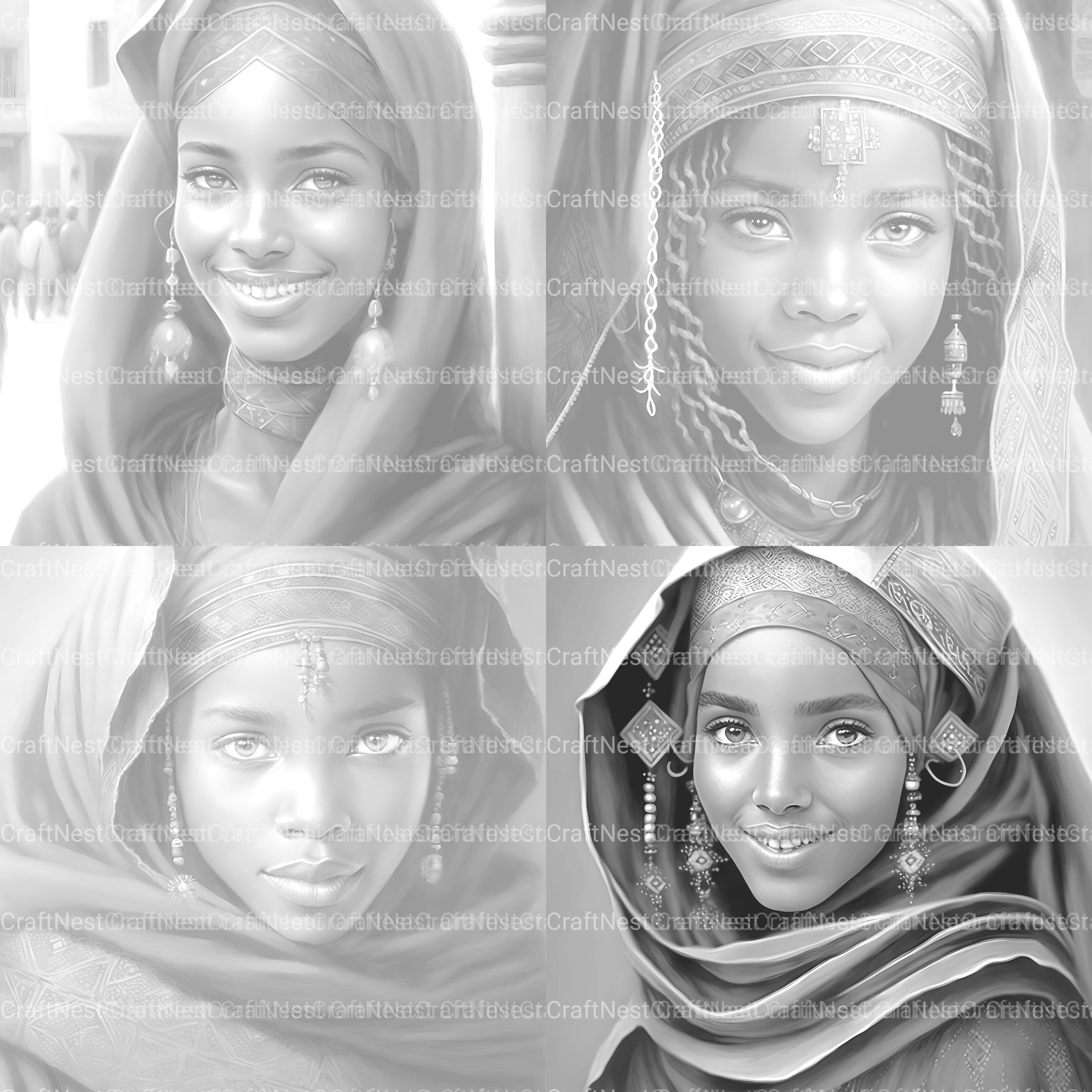 Tuareg Girl Coloring Book - CraftNest - Digital Crafting and Art