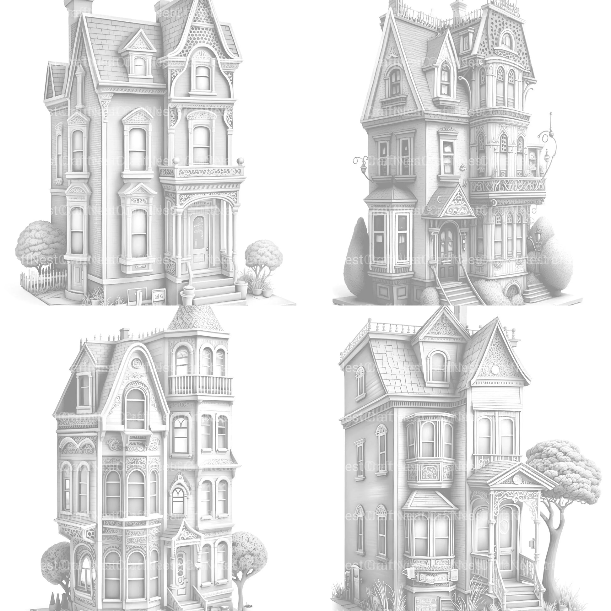 Townhouse Tiny House Coloring Book - CraftNest - Digital Crafting and Art