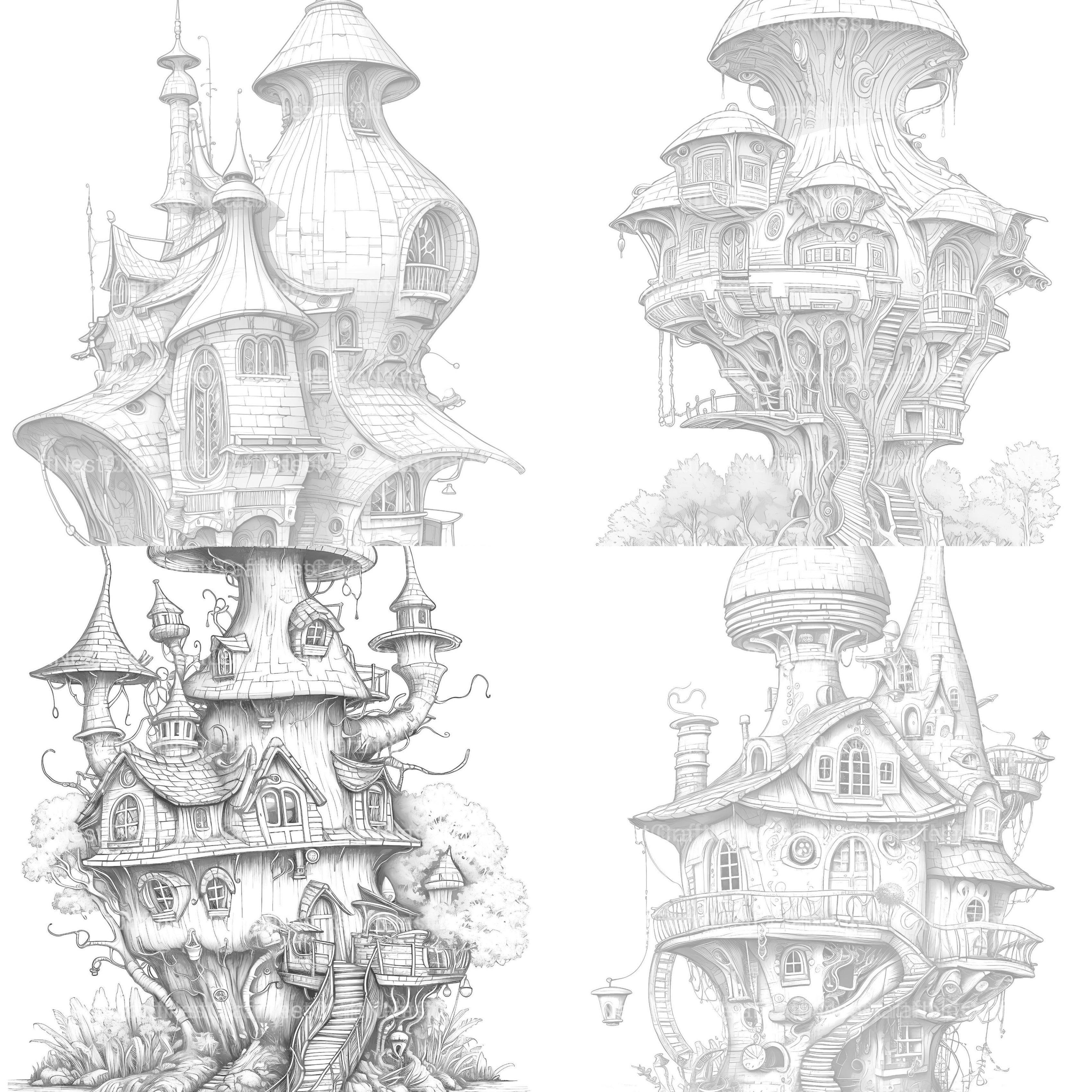 Futuristic Fairy House Coloring Book - CraftNest - Digital Crafting and Art