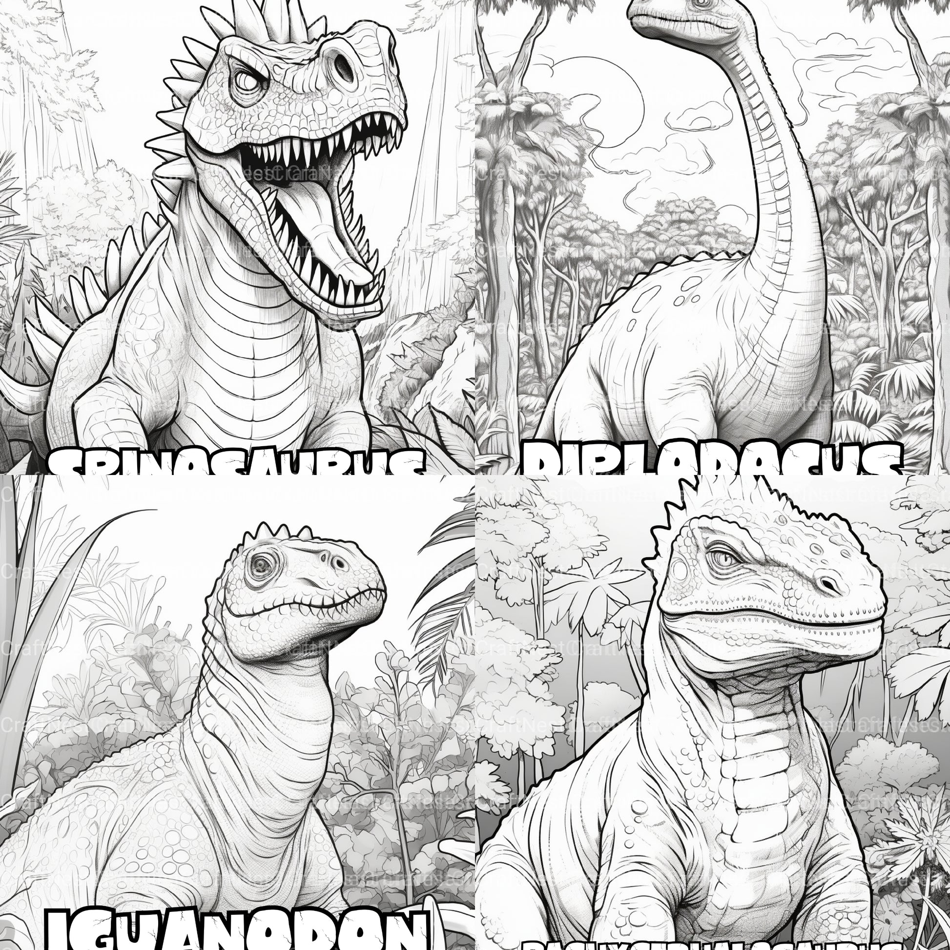 Kids Dinosaur Coloring Book - CraftNest - Digital Crafting and Art