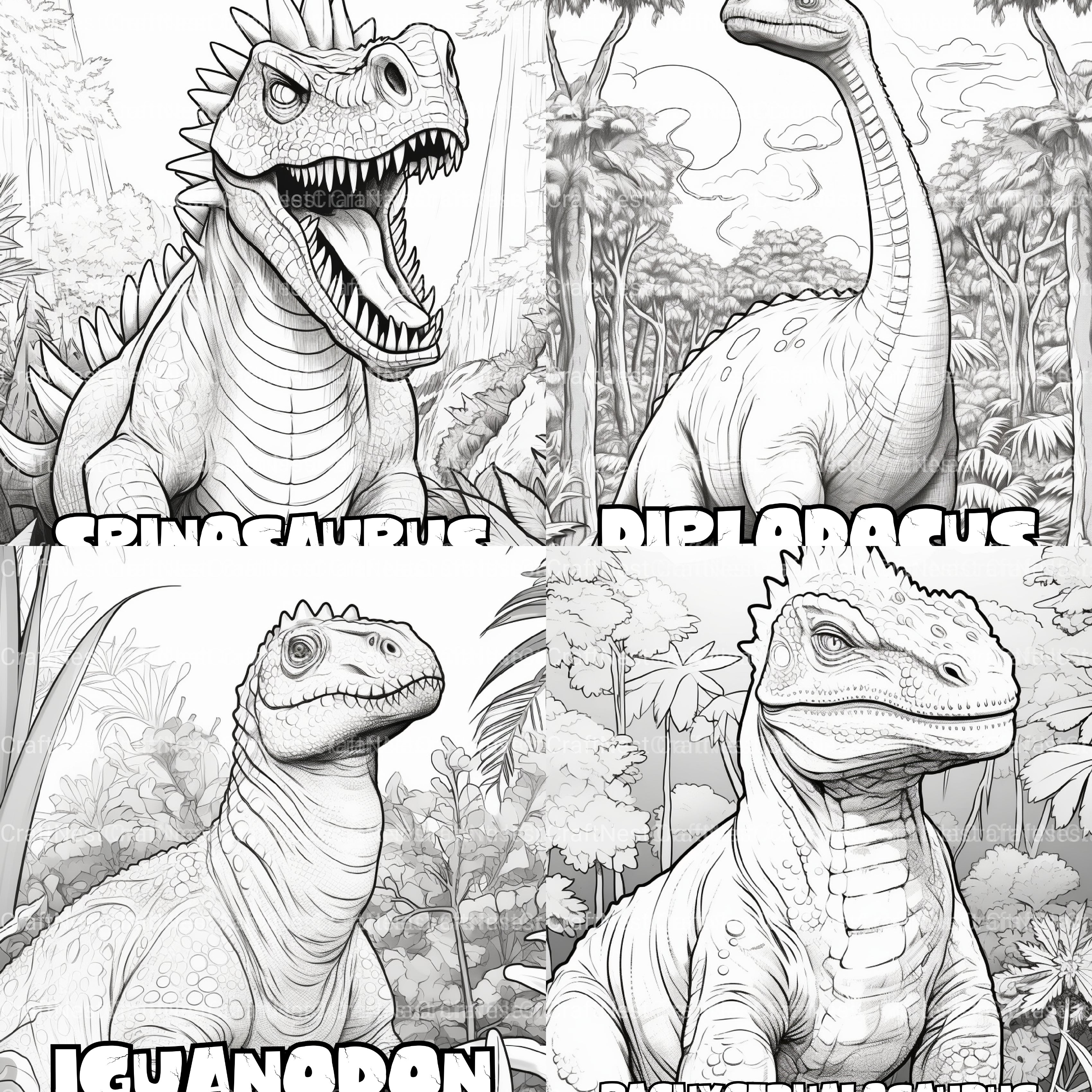 Kids Dinosaur Coloring Book - CraftNest - Digital Crafting and Art