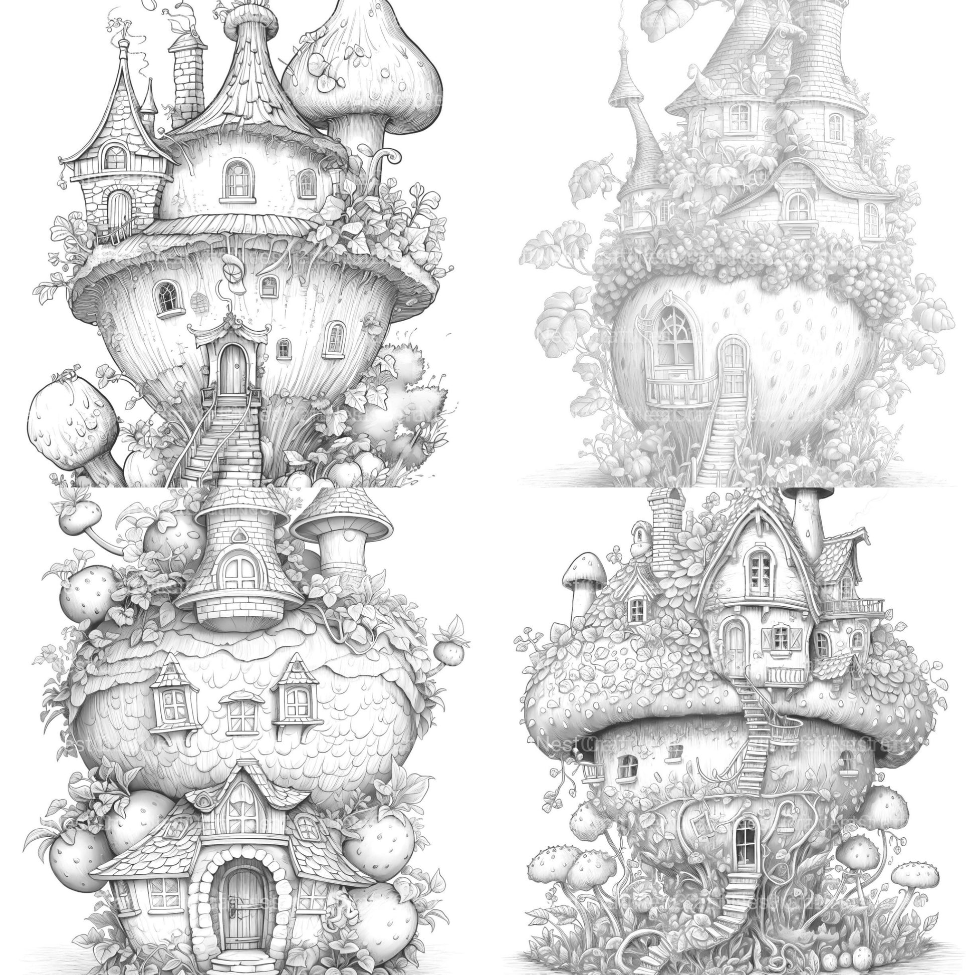 Strawberry Fairy House Coloring Book - CraftNest - Digital Crafting and Art