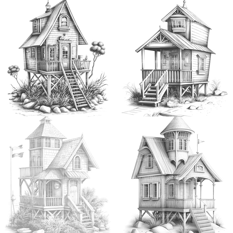 Beach House Coloring Book - CraftNest - Digital Crafting and Art