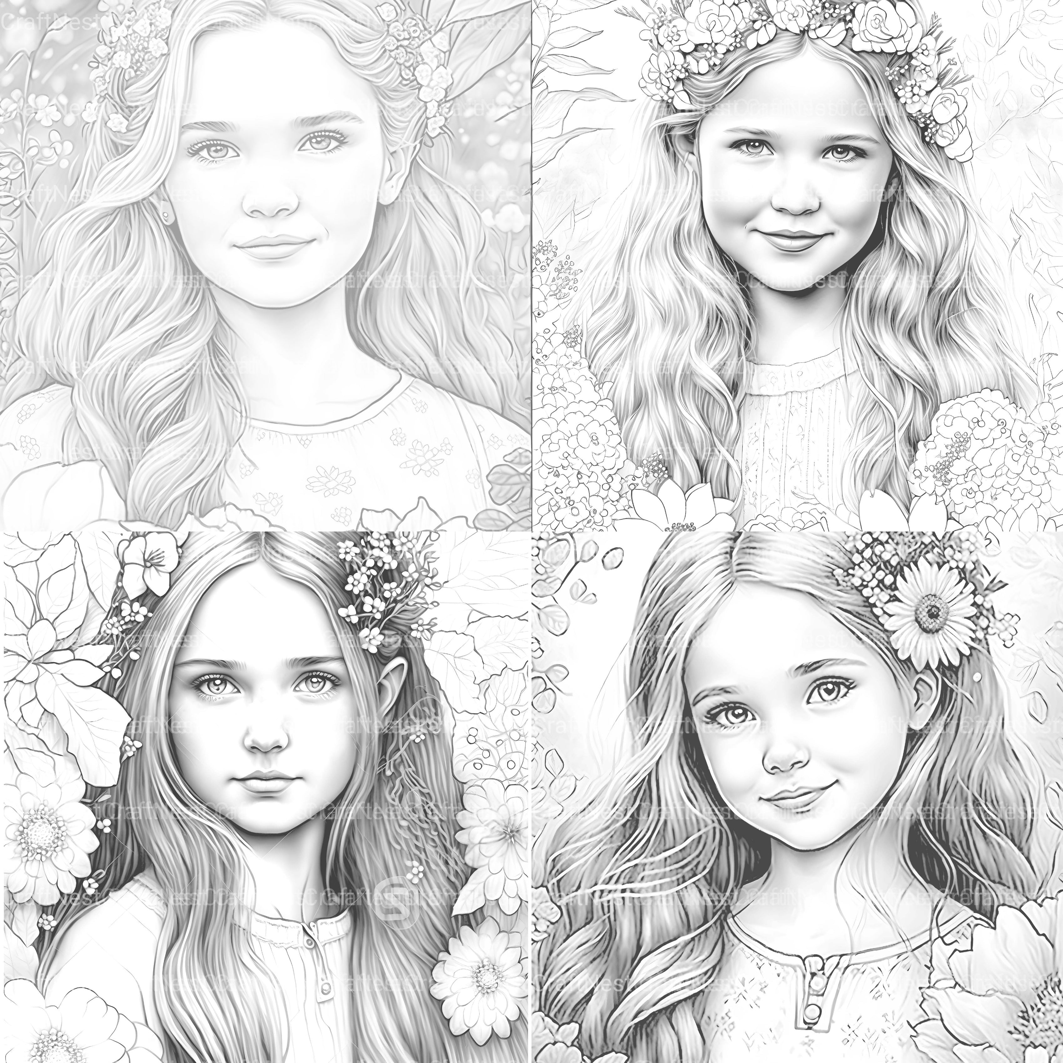 Flower Girl Coloring Book - CraftNest - Digital Crafting and Art
