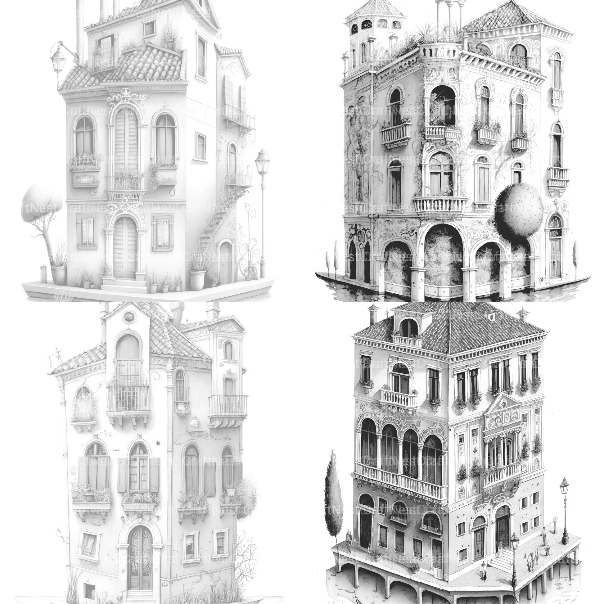 Venetian Tiny House Coloring Book - CraftNest - Digital Crafting and Art