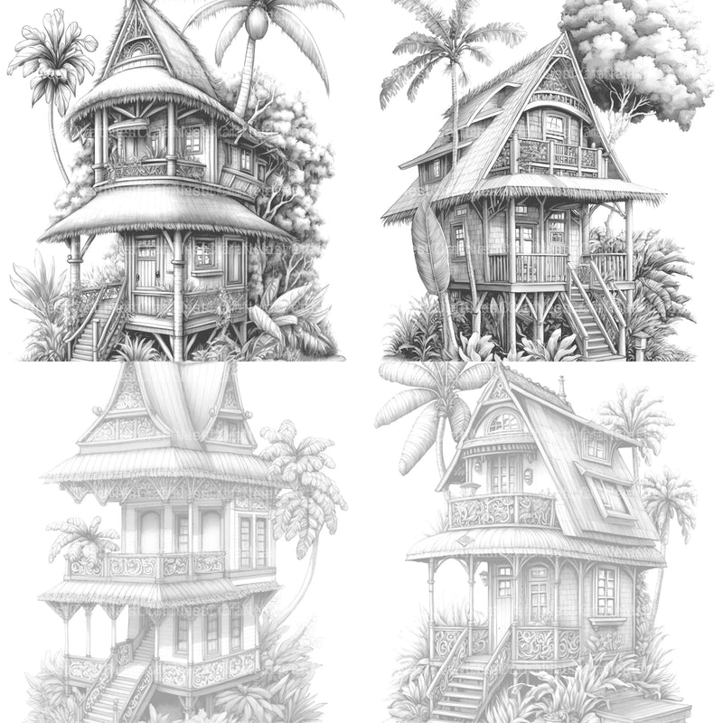 Hawaiian Tiny House Coloring Book - CraftNest - Digital Crafting and Art