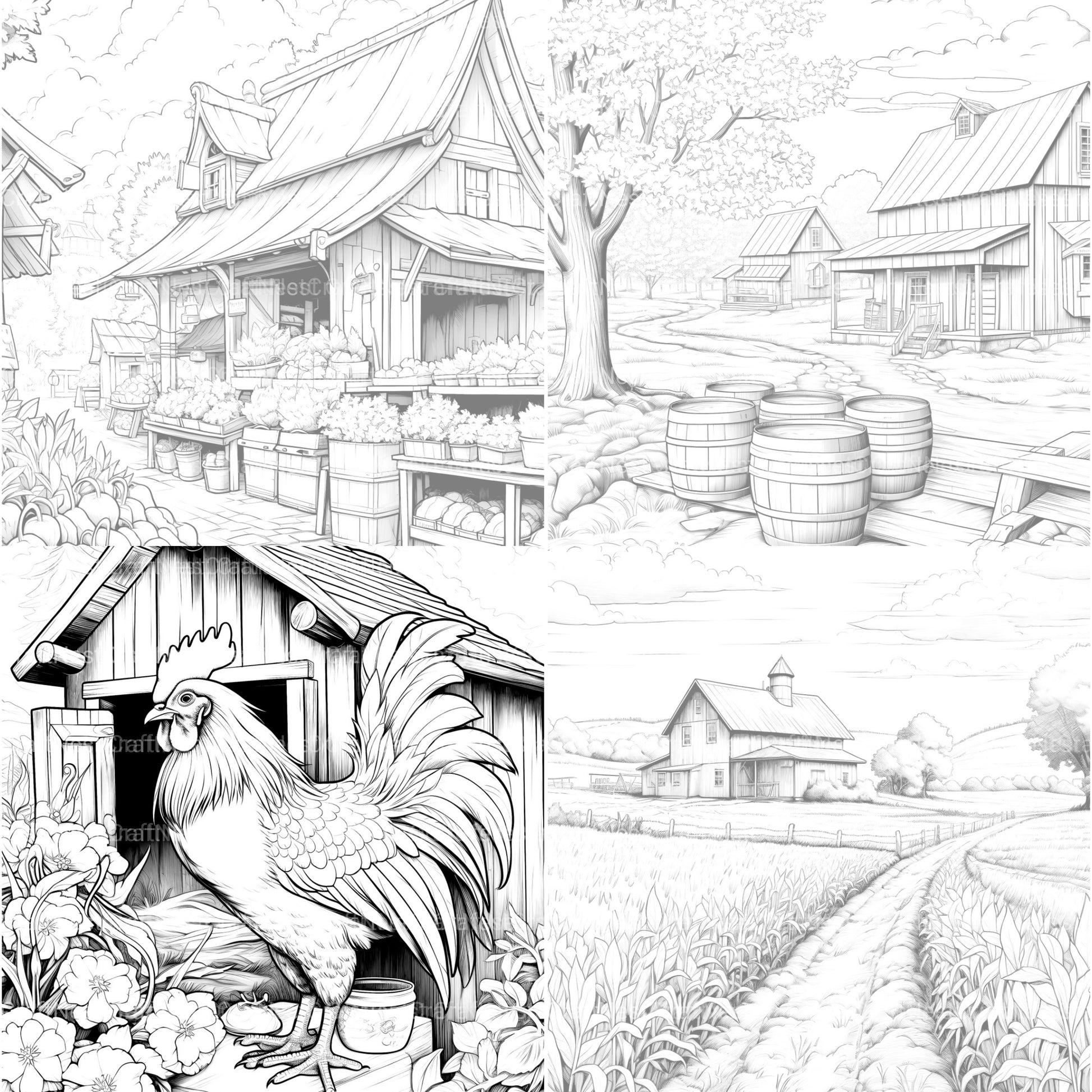 Country Life Coloring Book - CraftNest - Digital Crafting and Art