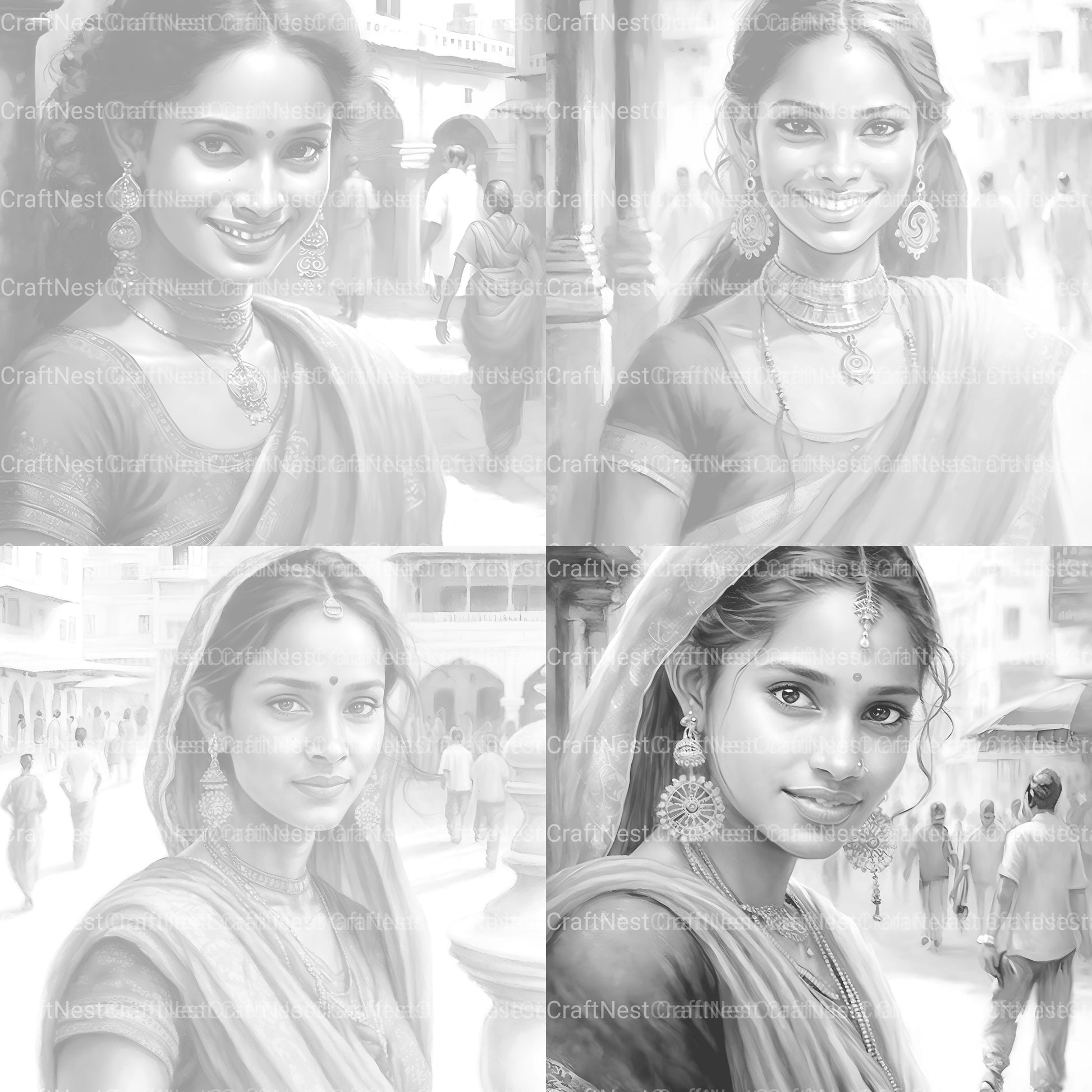 Indian Woman Coloring Book - CraftNest - Digital Crafting and Art