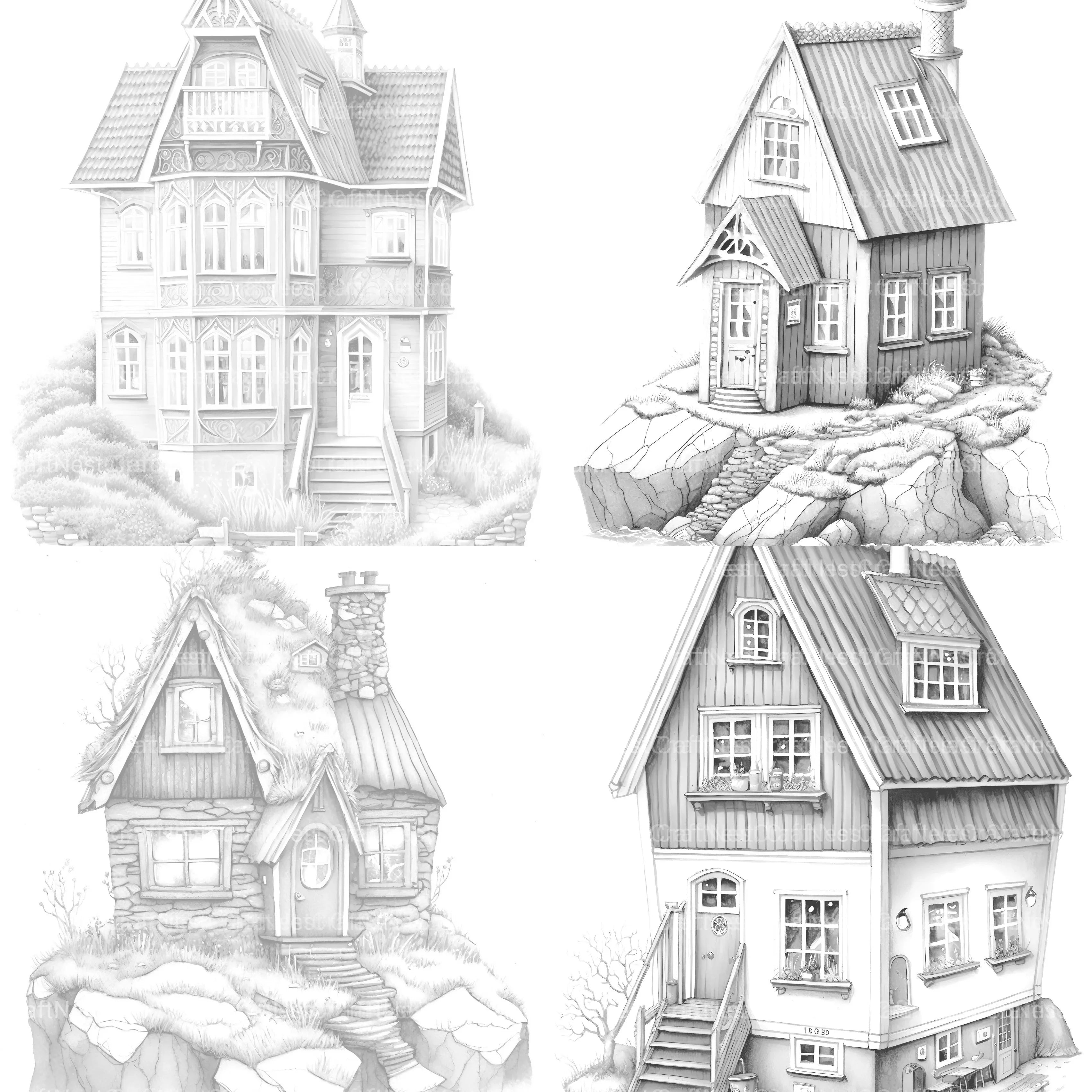 Norwegian Tiny House Coloring Book - CraftNest - Digital Crafting and Art