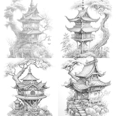 Japanese Fairy House Coloring Book - CraftNest - Digital Crafting and Art